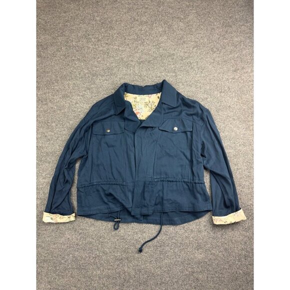 Frye Jackets & Blazers - Frye Navy Blue Utility Jacket with Cream Floral Lining
